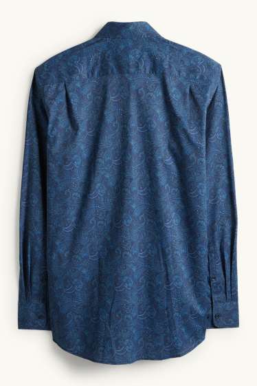 Heren - Business-overhemd - regular fit - kent - gemakkelijk te strijken - met patroon - donkerblauw