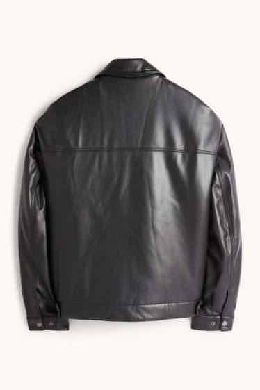 Bărbați - Jachetă - căptușită - imitație de piele - negru