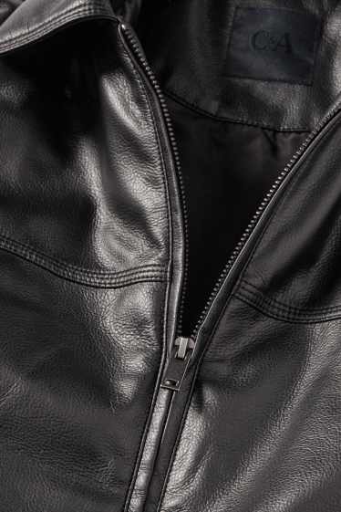 Bărbați - Jachetă - căptușită - imitație de piele - negru