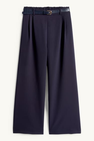 Copii - Fete - Pantaloni de stofă cu curea - albastru închis