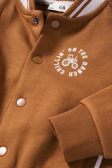 Children Boys - Tractor - varsity jacket - brown