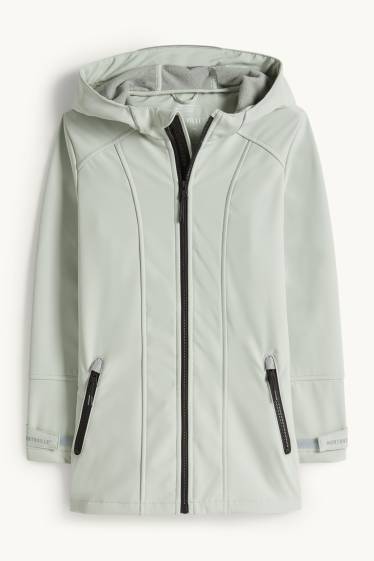 Children Girls - Softshell jacket with hood - waterproof - mint green