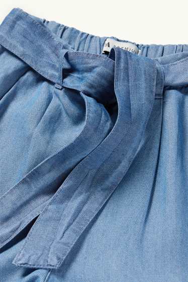 Kinder Mädchen - Stoffhose - Jeans-Look - blau