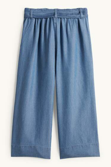 Kinder Mädchen - Stoffhose - Jeans-Look - blau