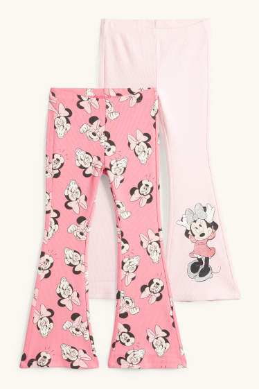 Děti - dívky - Multipack 2 ks - Minnie Mouse - flared legíny - žebrované - růžová