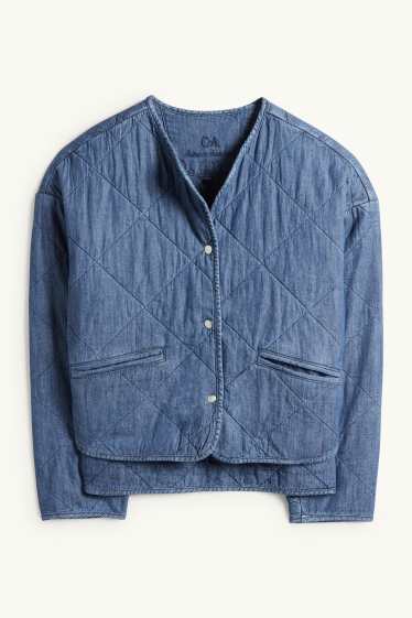 Damen - Jeans-Steppjacke - Oversized - jeansblau