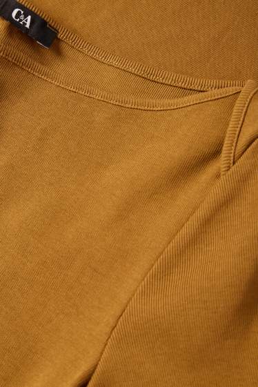 Damen - T-Shirt - Regular Fit - gerippt - hellbraun