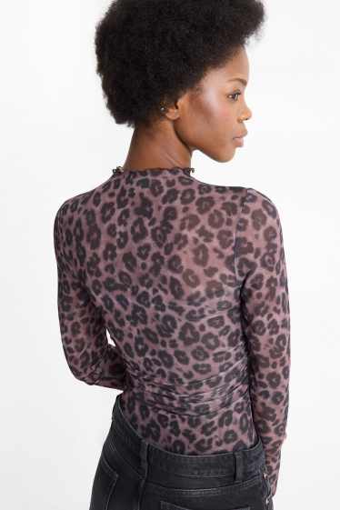 Women - Body - mesh - leopard print - brown