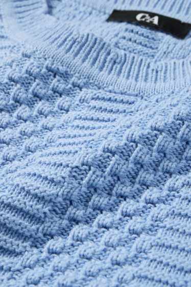 Dona - Jersei de punt de mitja - mànigues curtes - texturat - blau clar