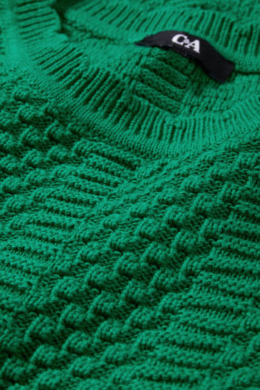 Femmes - Pull en maille - manches courtes - finition texturée - vert