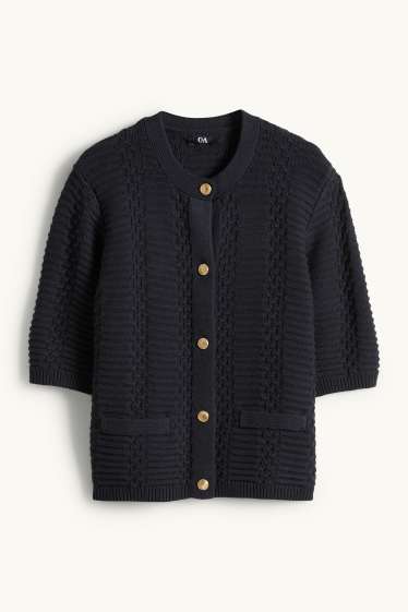 Women - Cardigan - textured - dark blue