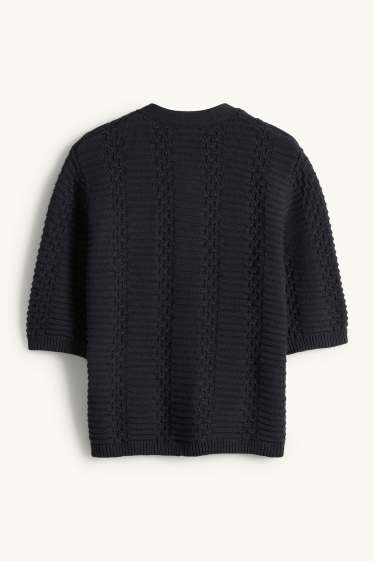 Women - Cardigan - textured - dark blue