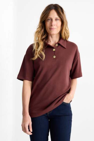 Women - Polo shirt - regular fit - bordeaux