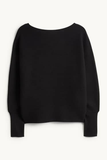 Dames - Trui - ribstof - zwart