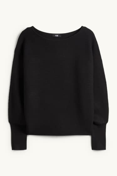 Dames - Trui - ribstof - zwart