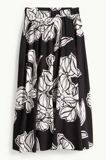 Donna - Gonna - a fiori - nero / bianco