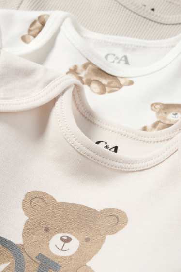 Unisex - Set van 3 - teddybeer - rompertje - wit / beige