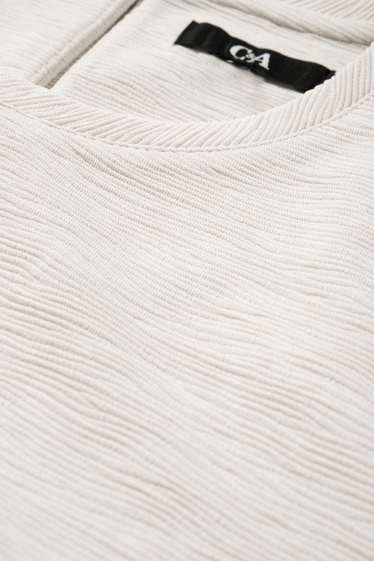 Women - T-shirt - regular fit - ribbed - light beige