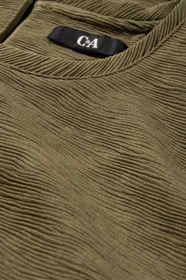 Women - T-shirt - regular fit - ribbed - dark green