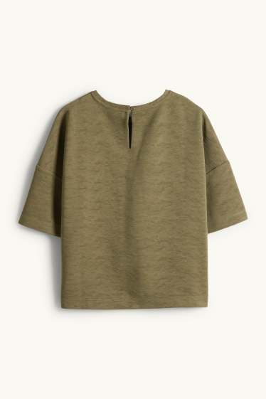 Women - T-shirt - regular fit - ribbed - dark green