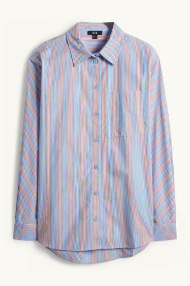 Damen - Hemdbluse - gestreift - hellblau