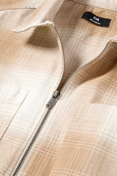 Hommes - Veste-chemise - relaxed fit - col kent - à carreaux - blanc / beige