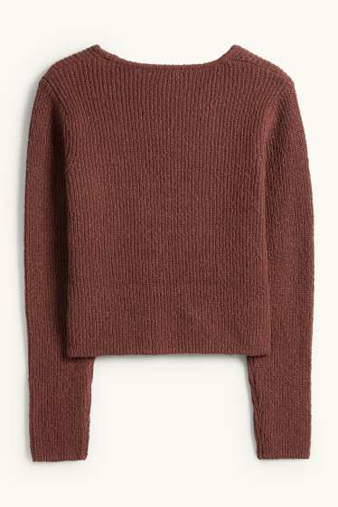 Dona - Càrdigan - acanalat - marró fosc