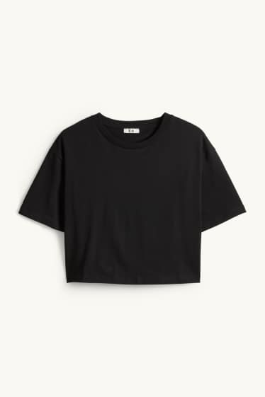 Damen - T-Shirt - Relaxed Fit - schwarz