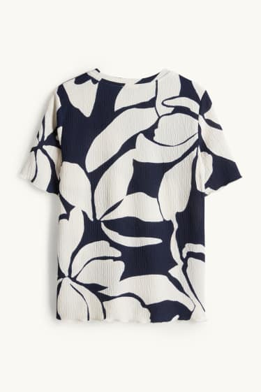 Women - T-shirt - regular fit - floral - dark blue / creme white