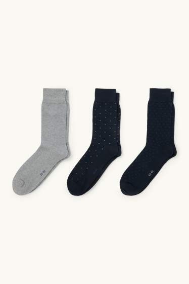 Hommes - Lot de 3 paires - chaussettes - bleu foncé / gris