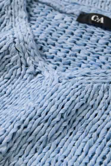 Femmes - Pull en maille - manches courtes - bleu clair