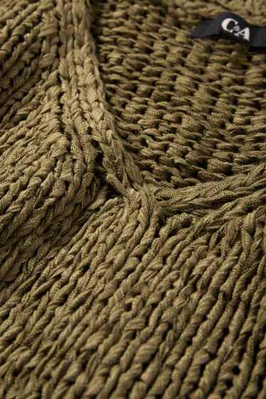 Femmes - Pull en maille - manches courtes - vert foncé