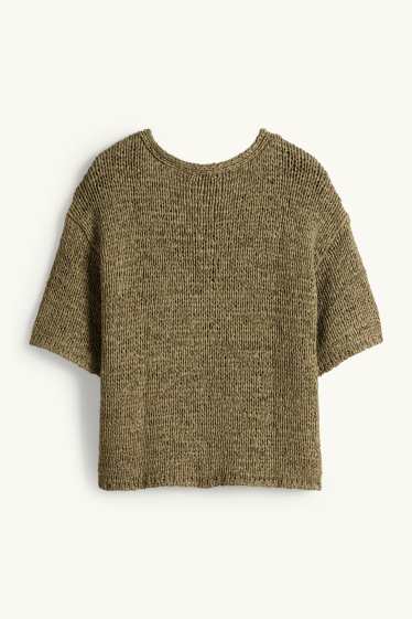 Femmes - Pull en maille - manches courtes - vert foncé