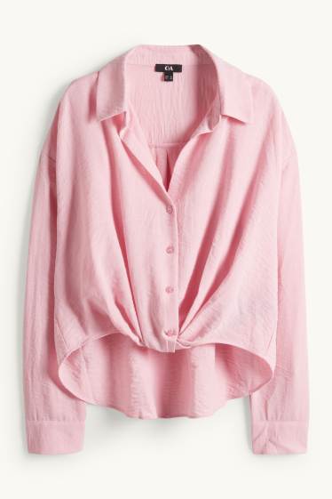 Dames - Blouse met geknoopt detail - roze