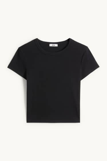 Damen - T-Shirt - Slim Fit - schwarz