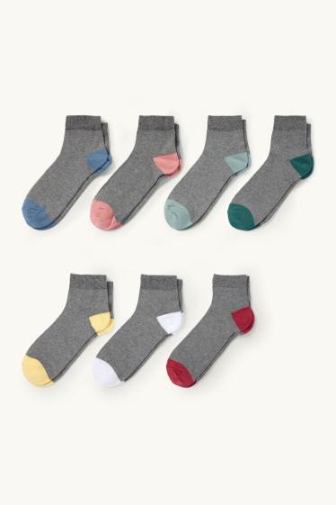 Hommes - Lot de 7 paires - socquettes - gris foncé
