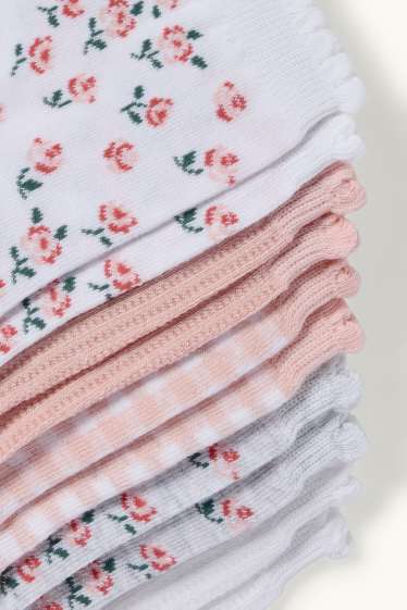 Dames - Set van 5 paar - sokken - roze