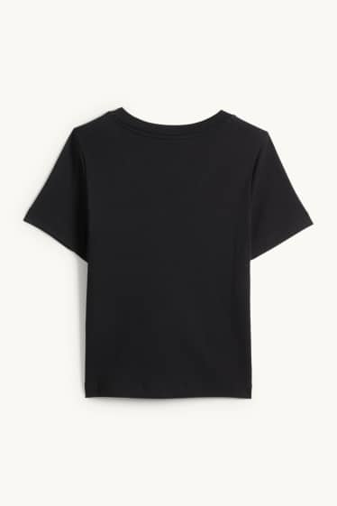 Femmes - T-shirt avec encolure en V - slim fit - noir