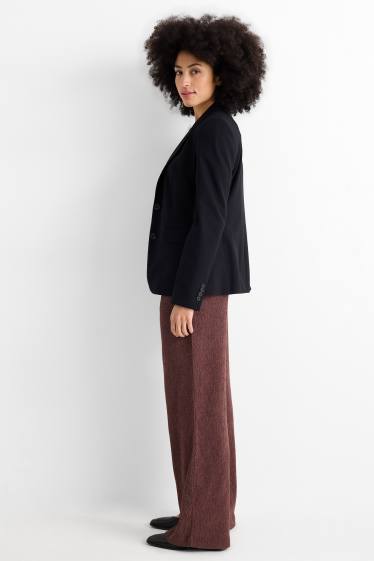 Mujer - Pantalón de jersey - mid waist - wide leg - con textura - marrón