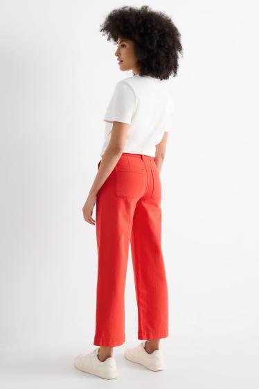 Women - Cloth trousers - mid-rise waist - straight leg - red