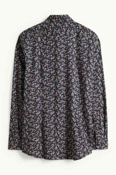 Men - Business shirt - slim fit - kent collar - easy-iron - patterned - dark blue