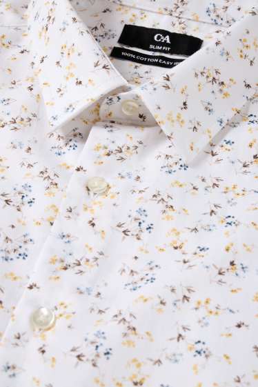 Men - Business shirt - slim fit - kent collar - easy-iron - patterned - white