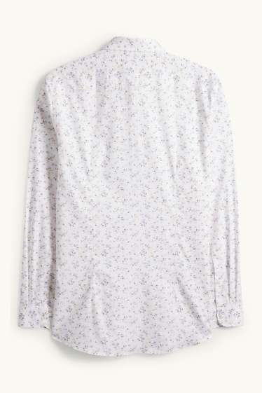 Men - Business shirt - slim fit - kent collar - easy-iron - patterned - white