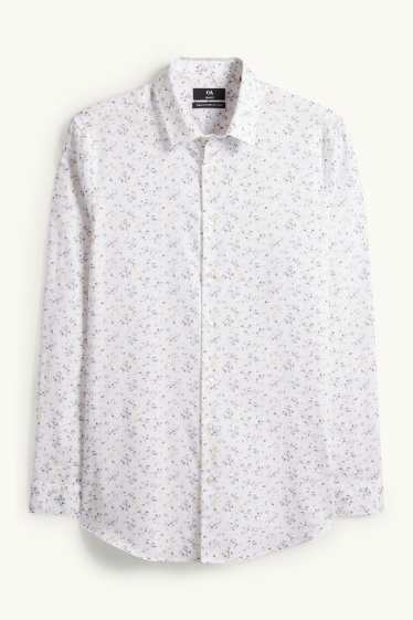 Men - Business shirt - slim fit - kent collar - easy-iron - patterned - white