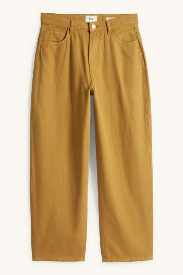 Femei - Pantaloni de stofă - talie înaltă - barrel leg - maro