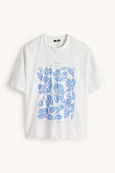 Damen - T-Shirt - Regular Fit - Glanz-Effekt - weiß