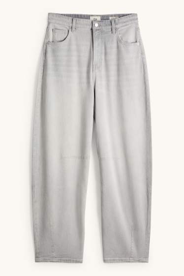 Femmes - Jean ballon - mid waist - jean gris clair