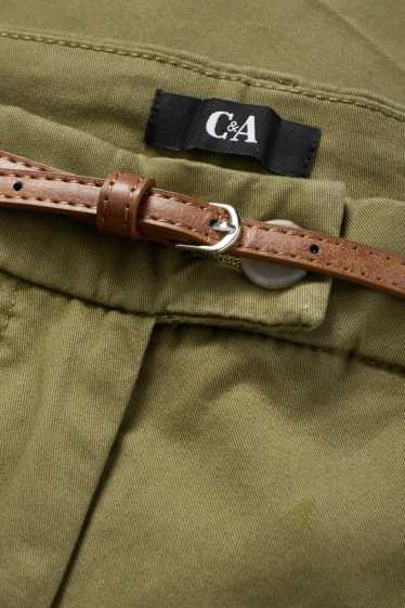 Femmes - Pantalon de toile à ceinture - midwaist - tapered fit - vert