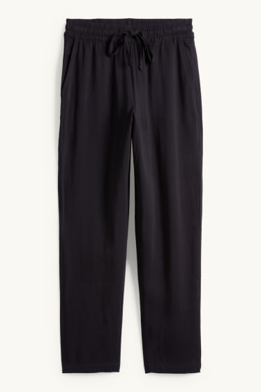 Femei - Pantaloni de stofă - talie înaltă - tapered leg - negru