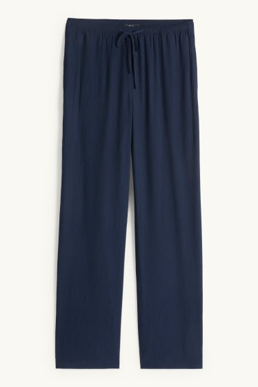 Dames - Pantalon - mid waist - wide leg - donkerblauw